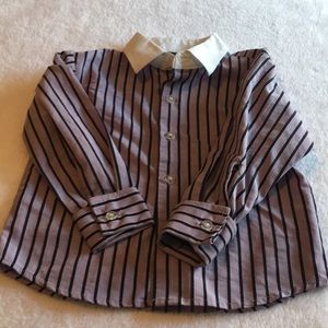 Sean John boys purple & white striped button up collared s dress shirt